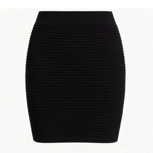 BCBG Black Ribbed Knit Bodycon Mini Skirt – Bandage Fit, Size M/L
